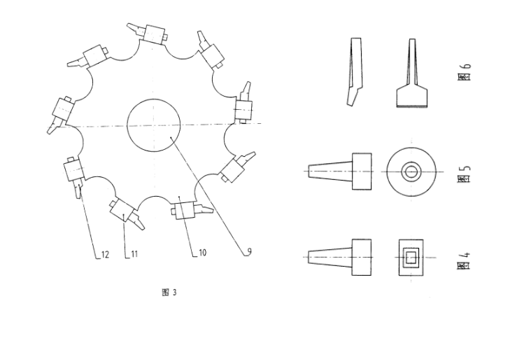 可排石錘刀式土壤破碎機的結(jié)構(gòu)示意